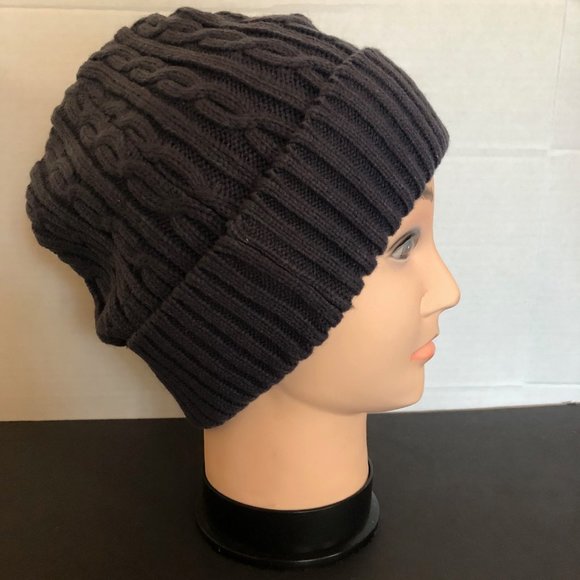 MENS WINTER CABLE KNIT BEANIE HAT - Picture 2 of 3